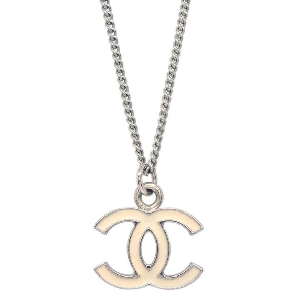 Chanel CC Chain Necklace Silver White 06V 176649 - Picture 1 of 4